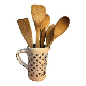 Milk Pitcher with Polka Dots and Bird in Blue & White